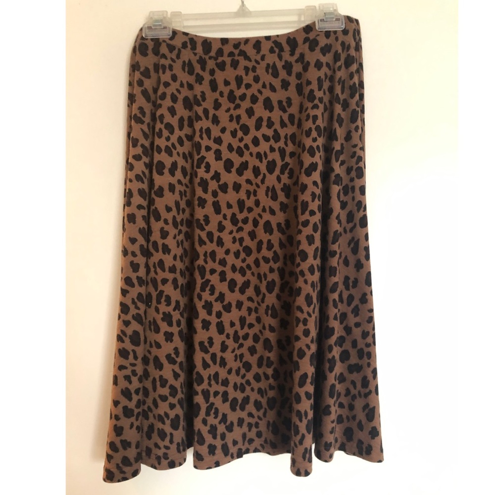 Leopard “Tickled Teal” brand midi skirt